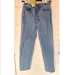 Unique tie- closure jeans